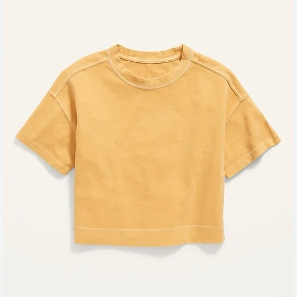 Old Navy Girls Cropped Vintage Crew Neck T-Shirt - Golden, Size XL (14-16)